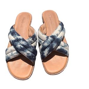 Madewell The Skyler Slide Leather Sandals Sandal Blue Tie Dye Size 8 1/2 or 8.5